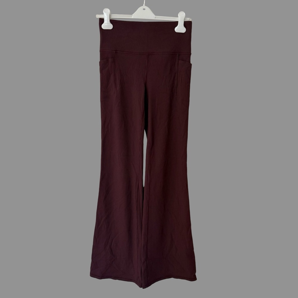 Athleta Purple Salutation Stash Ribbed Flare High Waist Leggings M/Tall ($99)